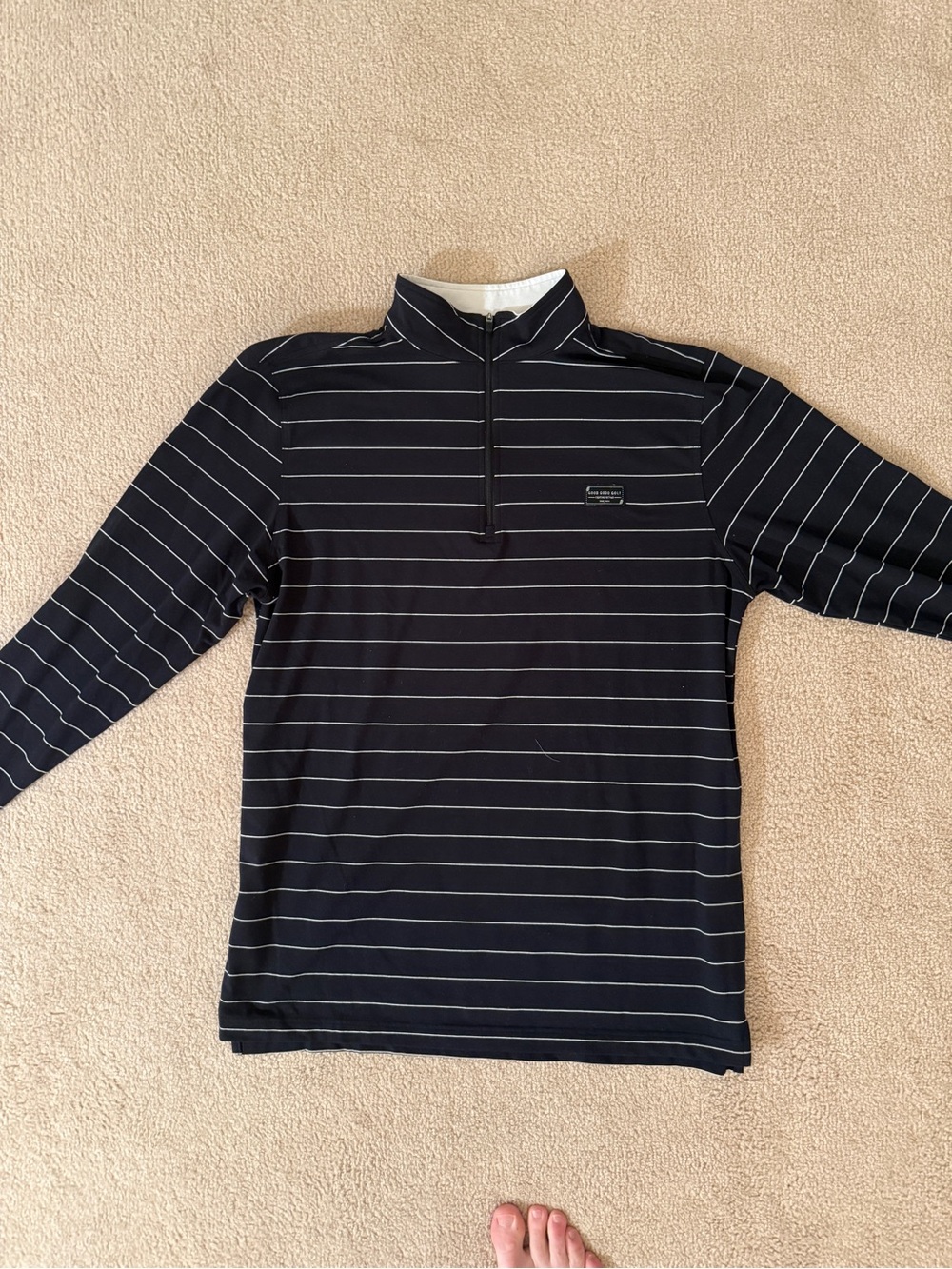 Good Good Men's Black Striped Quarter-Zip Performance Shirt